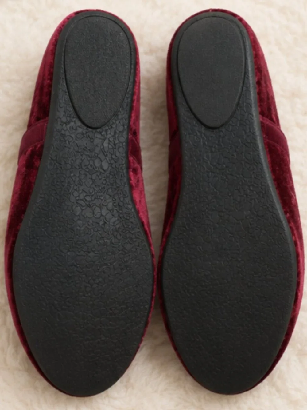 Monsoon Kids Burgundy Velvet Rosette Ballet Shoes - Girls US Size 2 (UK Size 1)